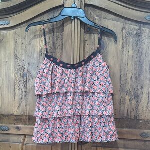 Marc by Marc Jacob’s Floral Tiered Ruffle Cami tankini - Coral/Black